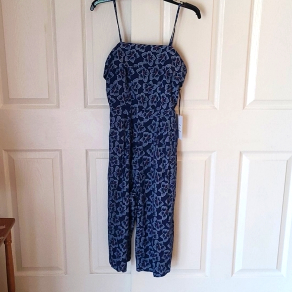 Unique vintage floral blue  jumpsuit.